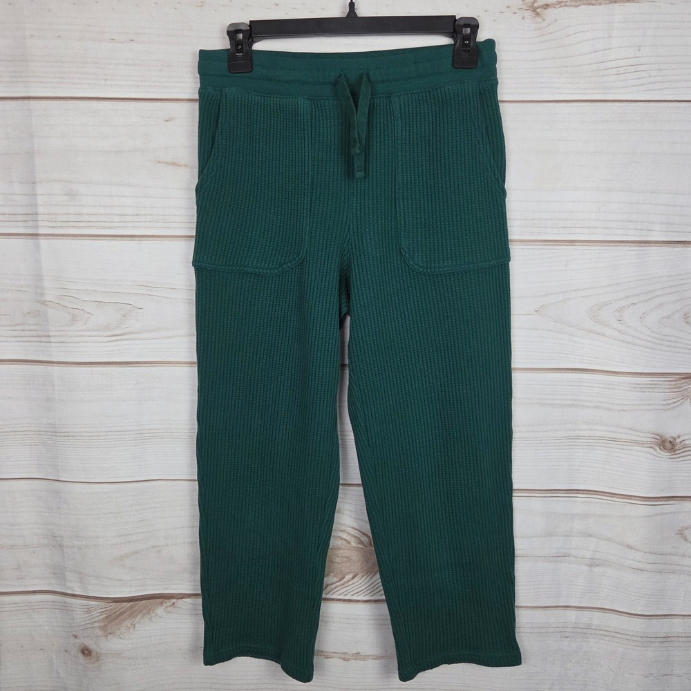 "Gap Forest Green Waffle Knit Lounge Pants Drawstring Cozy Fall Small Petite